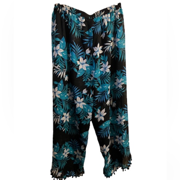 NWT Club Z Collection Wide Leg Split Thigh cover-up pant w/ pom-pom trim Sz 1X - Picture 4 of 10